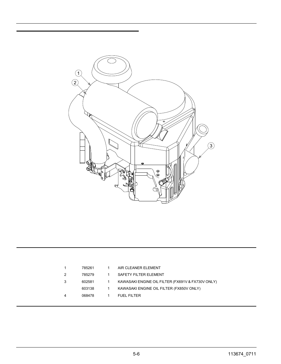 Kawasaki engine service parts, Kawasaki engine service parts -6 | Hustler Turf Automobile Accessories User Manual | Page 40 / 124