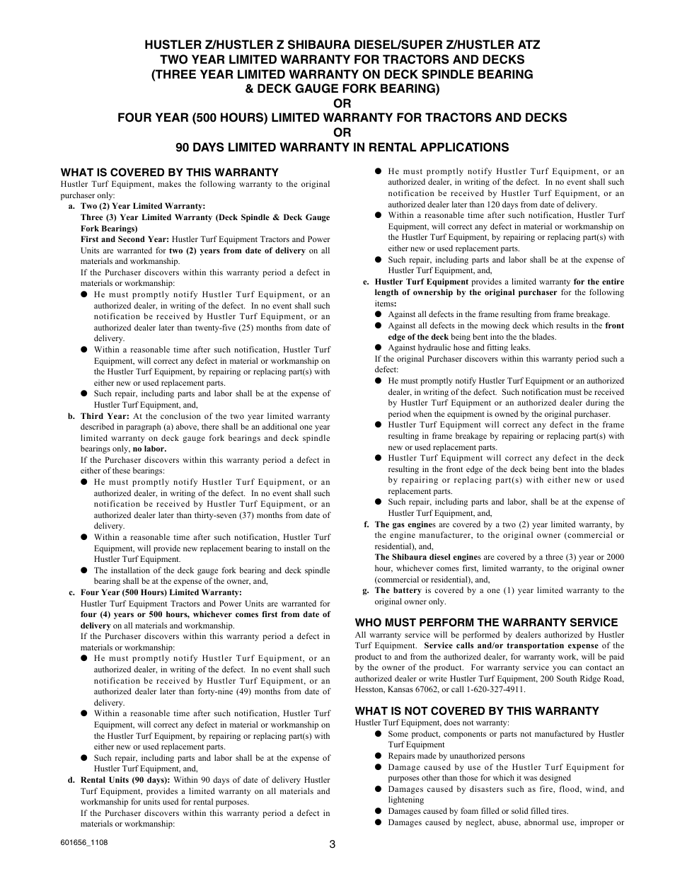 Hustler Turf 927558 User Manual | Page 4 / 45