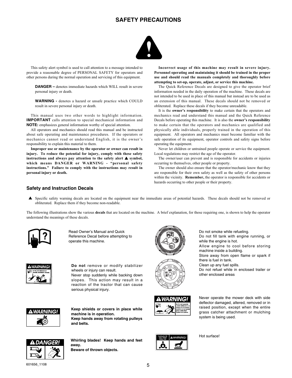 Safety precautions | Hustler Turf 927558 User Manual | Page 6 / 45