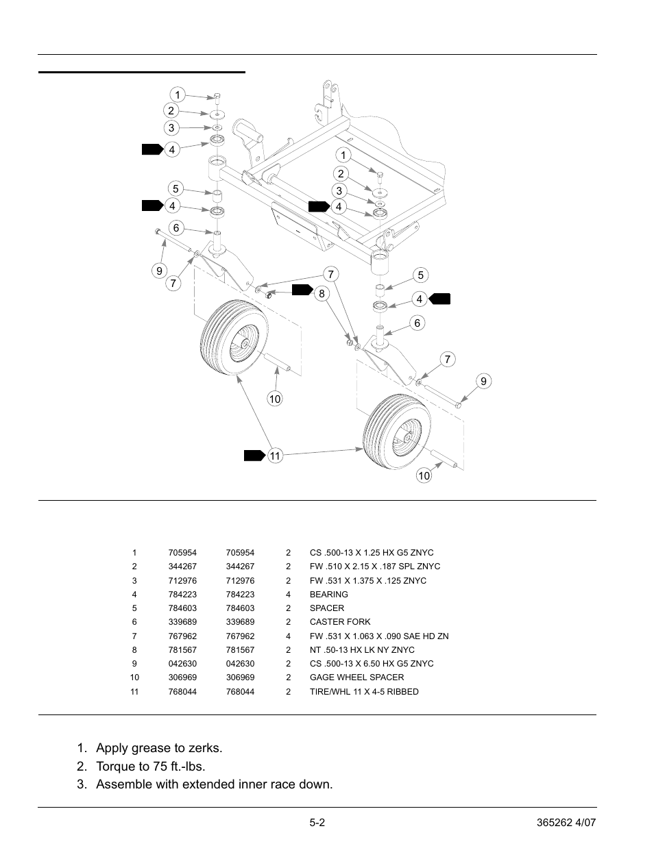 Front wheel assembly, Front wheel assembly -2 | Hustler Turf Lawn Mower User Manual | Page 48 / 99