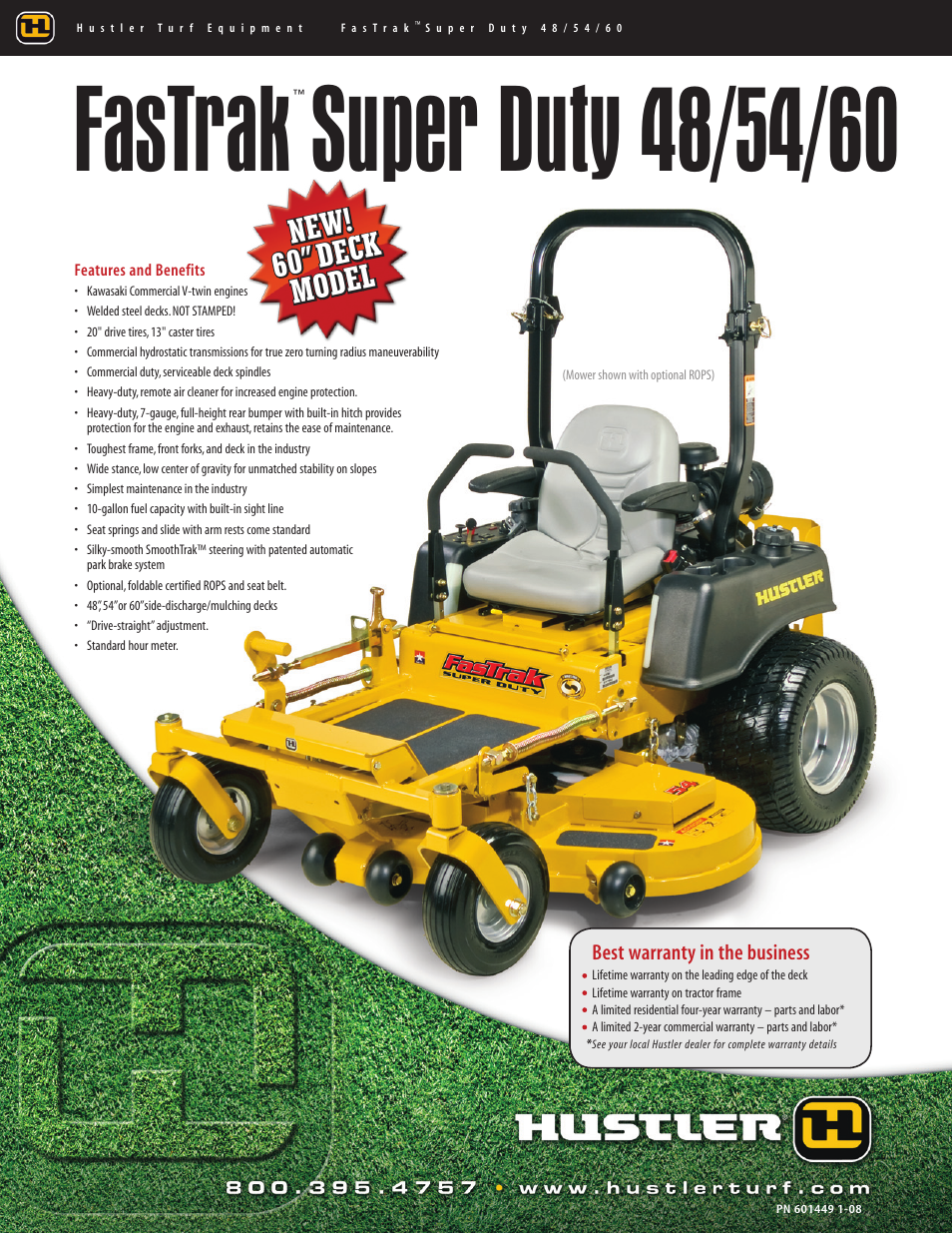Hustler Turf Fastrak Sper Duty 60 User Manual | 2 pages