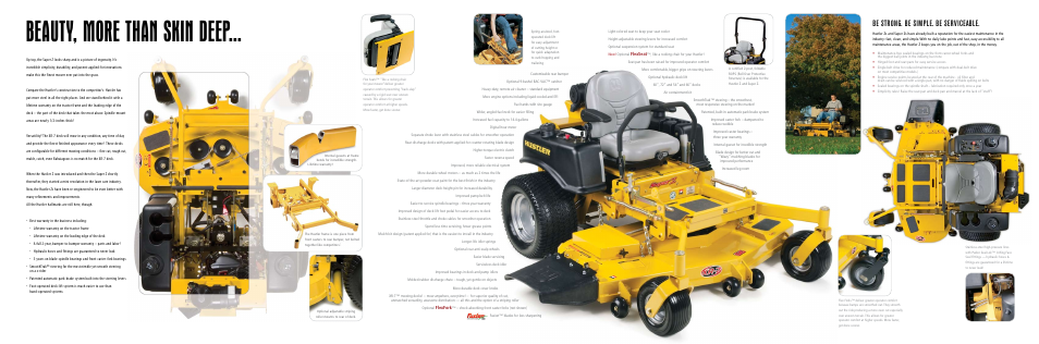 Beauty, more than skin deep, Be strong. be simple. be serviceable | Hustler Turf XR-7 User Manual | Page 2 / 2