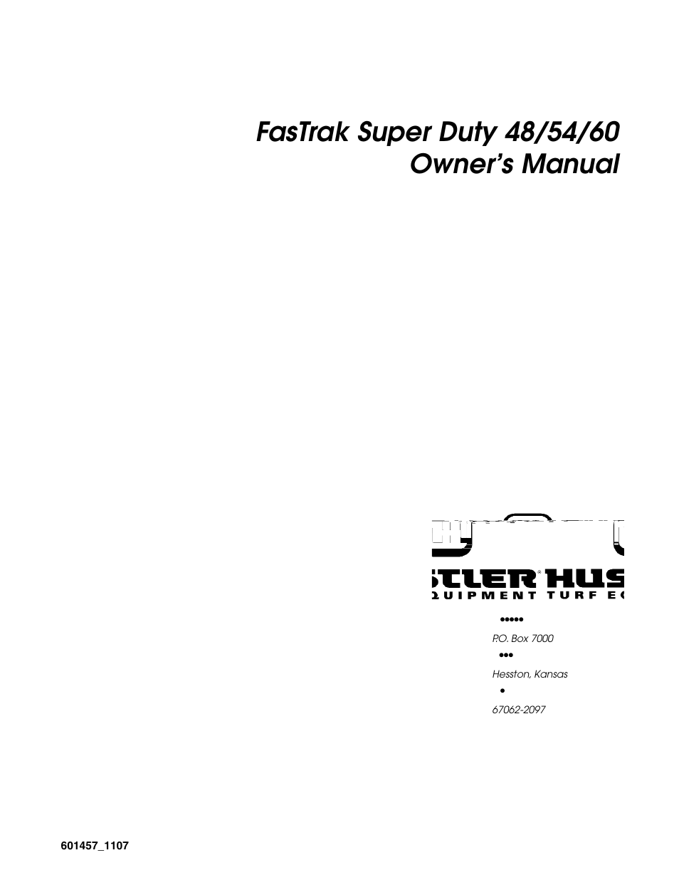 Hustler Turf 60 User Manual | 30 pages