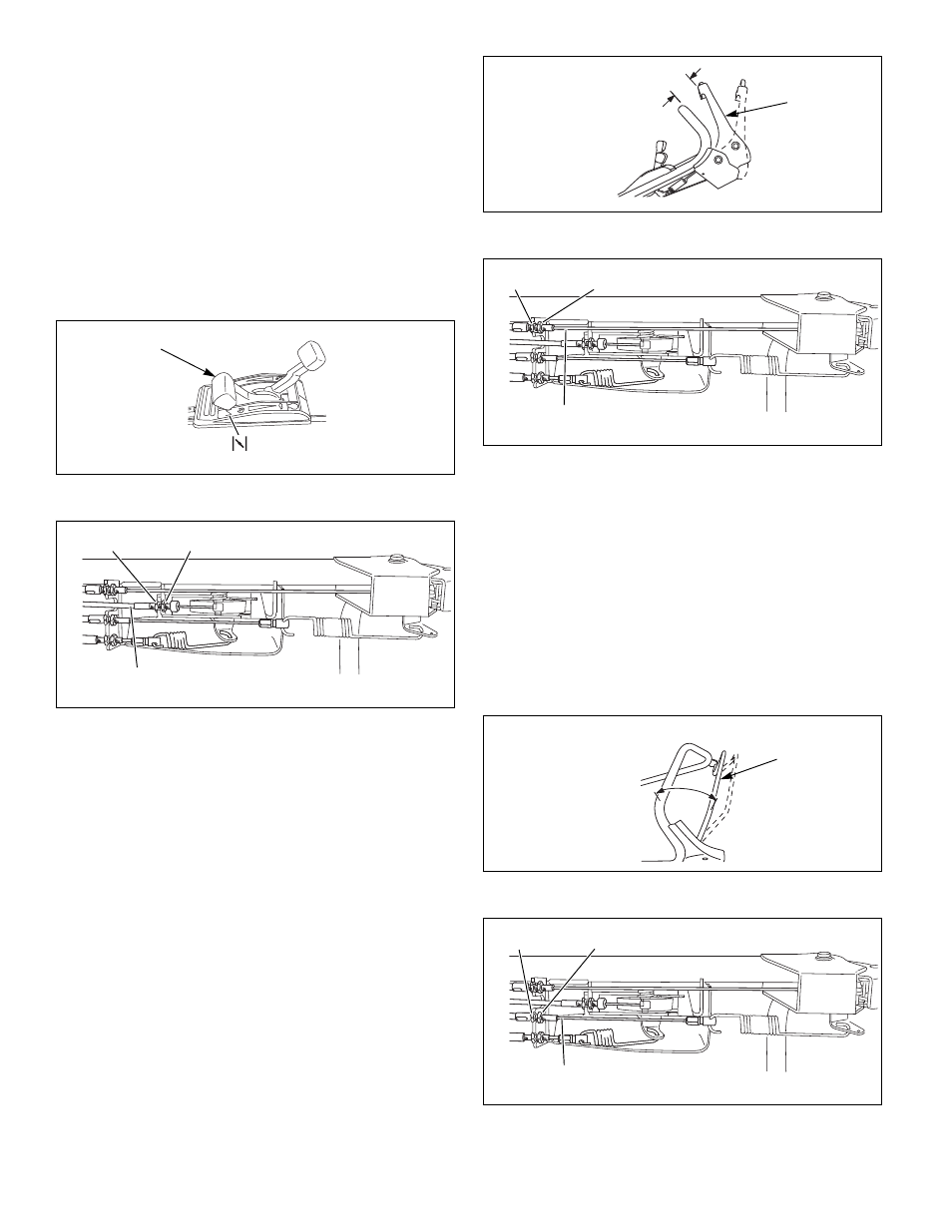 Throttle lever adjustment, Blade lever adjustment, Drive clutch lever | Hustler Turf M1 User Manual | Page 26 / 56