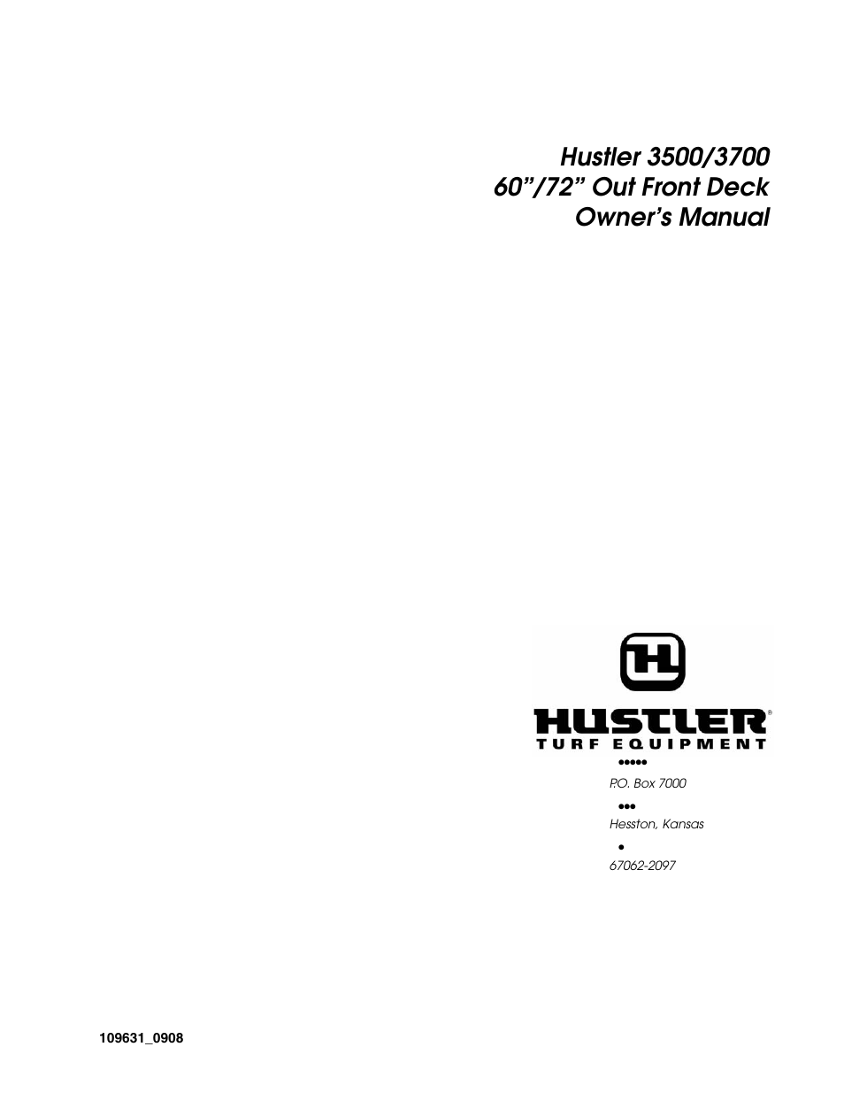 Hustler Turf 60"/72" Out Front Deck 3500/3700 User Manual | 24 pages