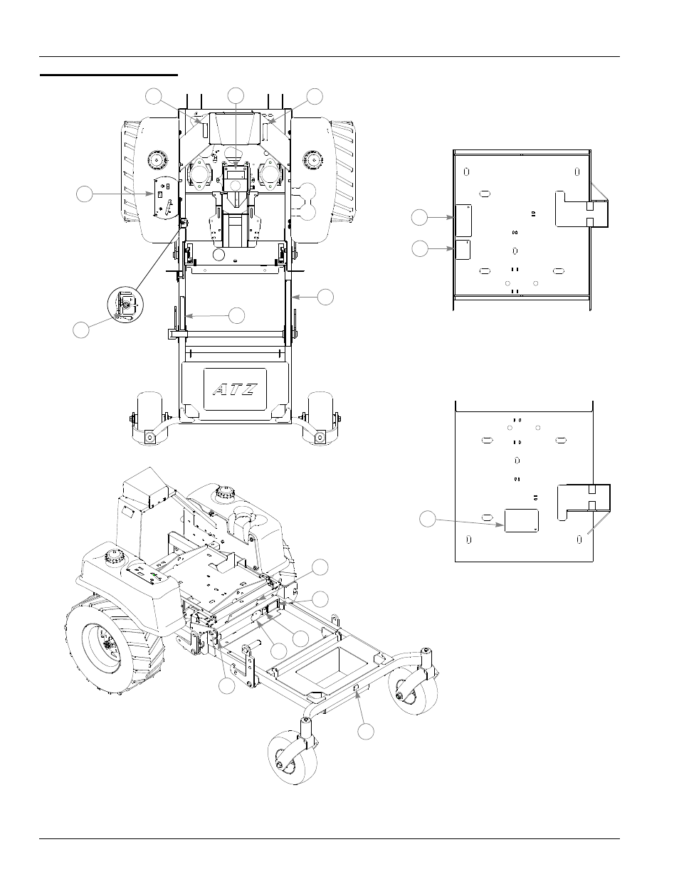 Tractor decals, Tractor decals -2 | Hustler Turf ATZ 928150 User Manual | Page 74 / 116