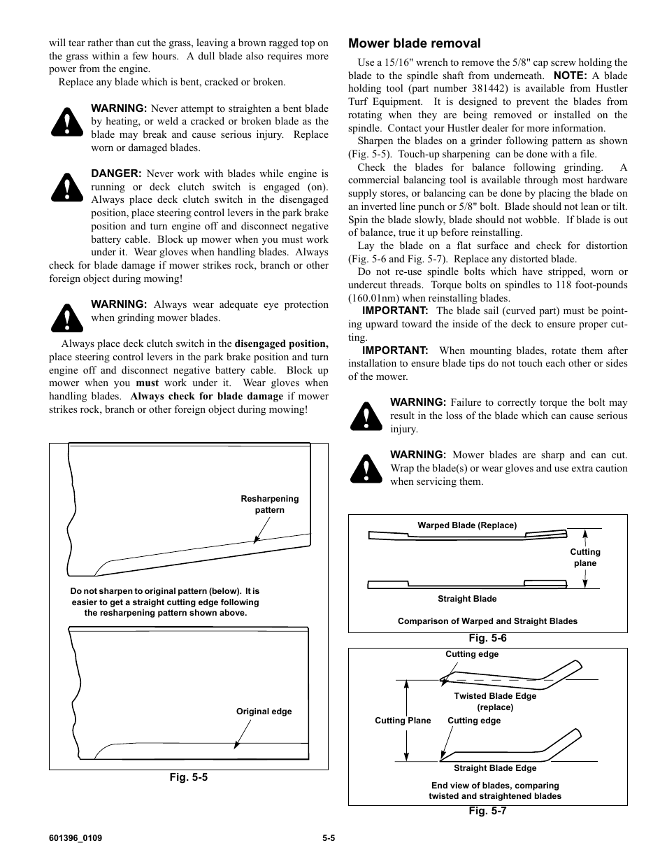 Mower blade removal | Hustler Turf 36 User Manual | Page 24 / 33