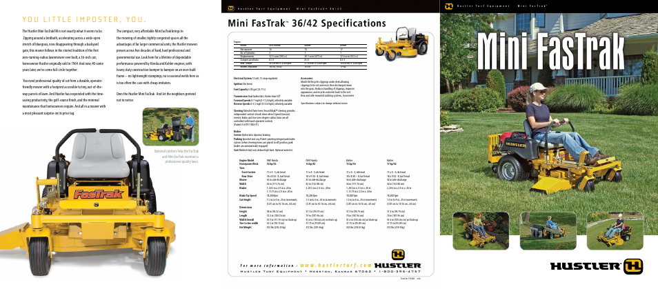 Hustler Turf Mini Fas Trak 16/42 User Manual | 2 pages