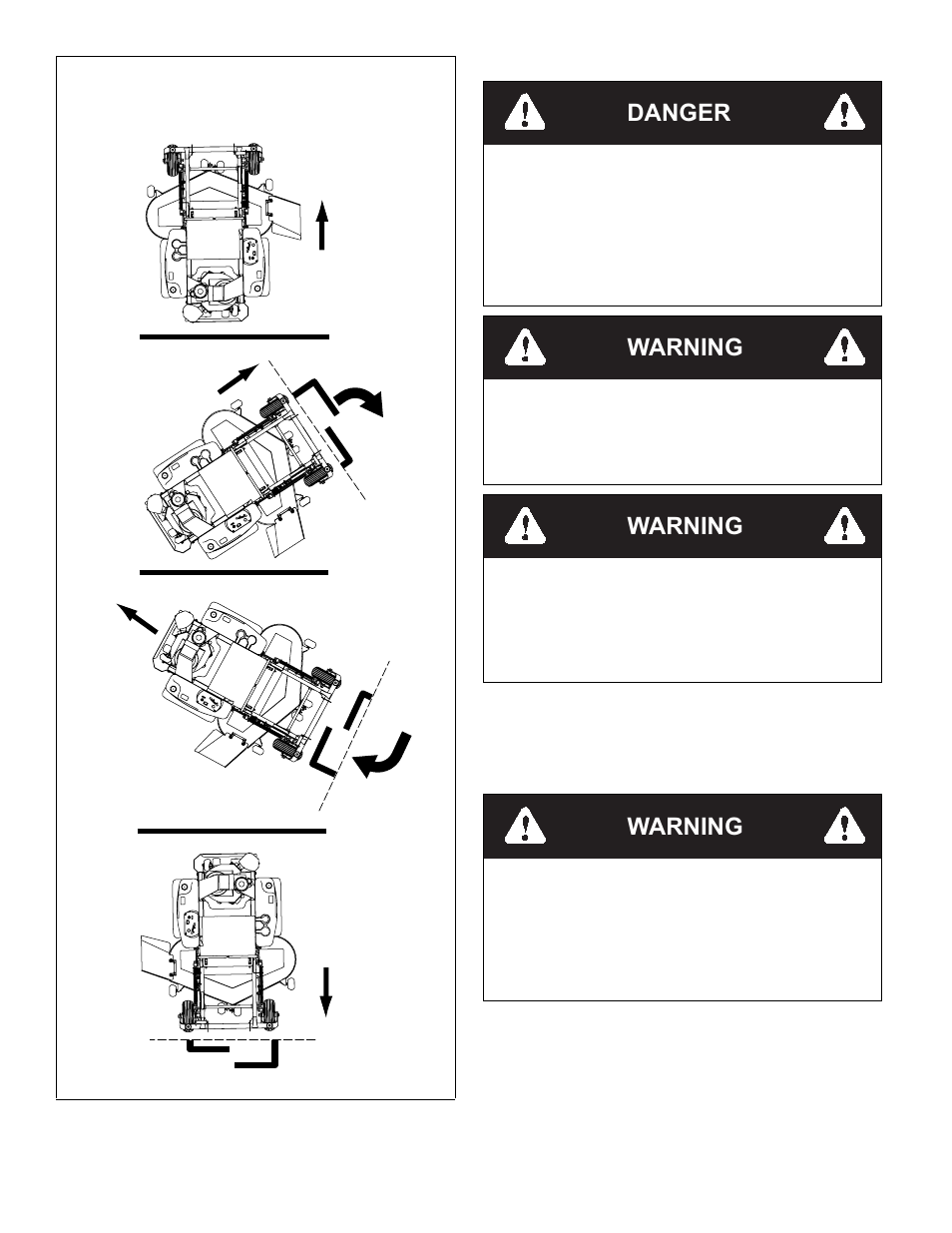 Danger, Warning | Hustler Turf FASTRAK 60 User Manual | Page 24 / 46