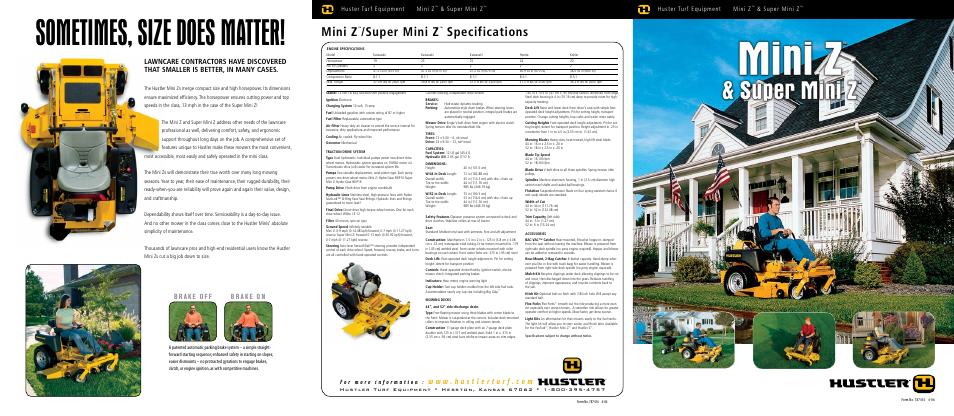 Hustler Turf Super Mini Z User Manual | 2 pages