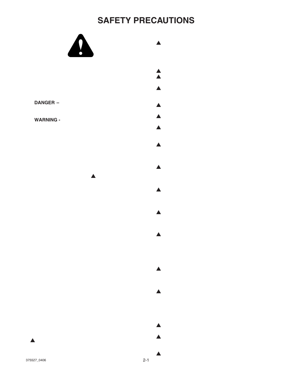 Safety precautions | Hustler Turf Hustler Z User Manual | Page 9 / 53