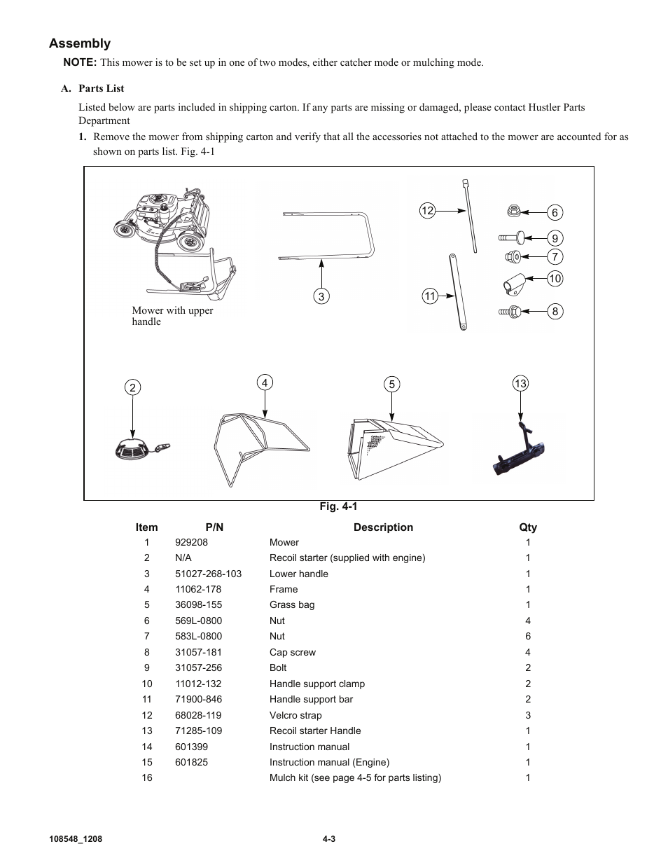 Assembly | Hustler Turf M-1 User Manual | Page 10 / 51