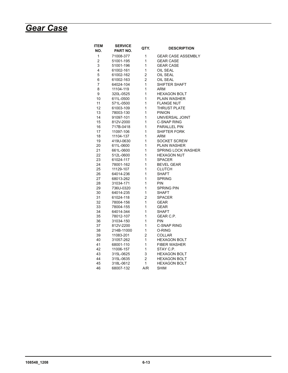 Gear case | Hustler Turf M-1 User Manual | Page 39 / 51