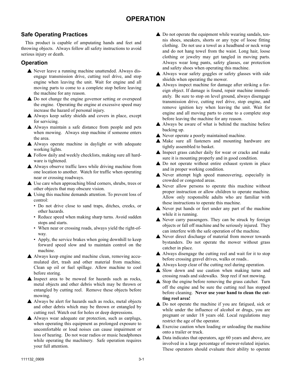 Operation | Hustler Turf 50 User Manual | Page 13 / 35