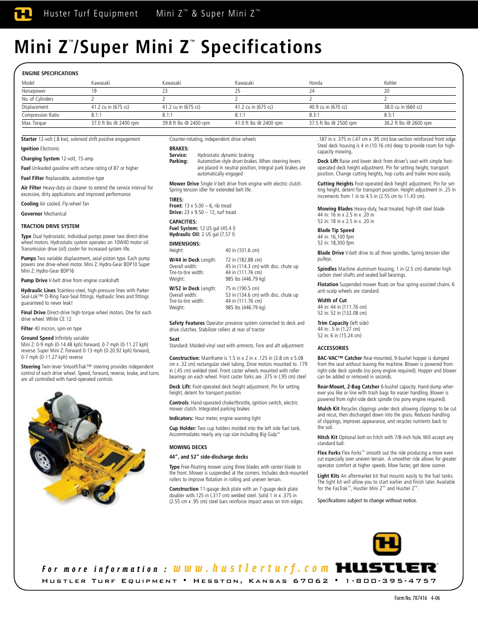 Hustler Turf Kawasaki Lawn Mowe User Manual | 1 page
