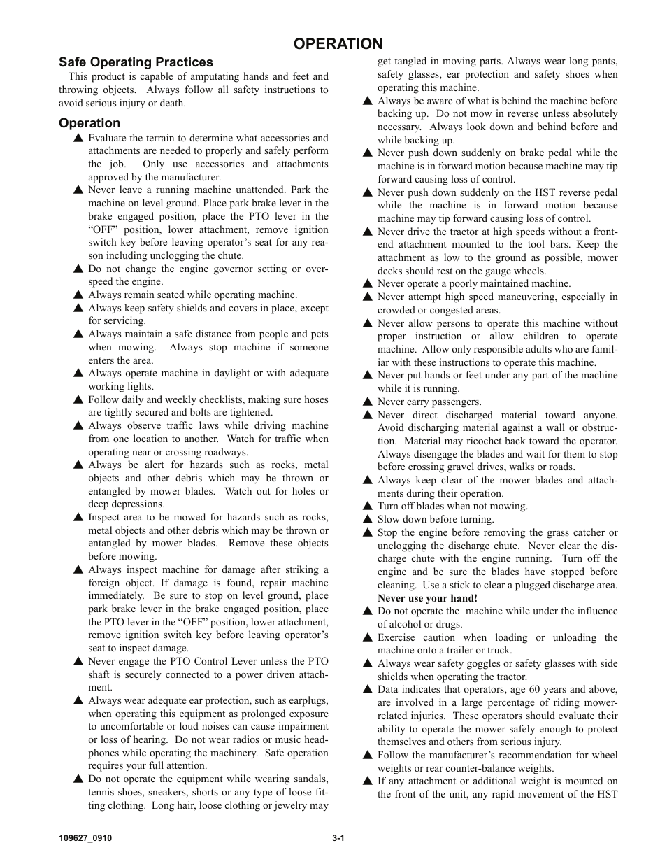 Operation | Hustler Turf 3500 User Manual | Page 15 / 52