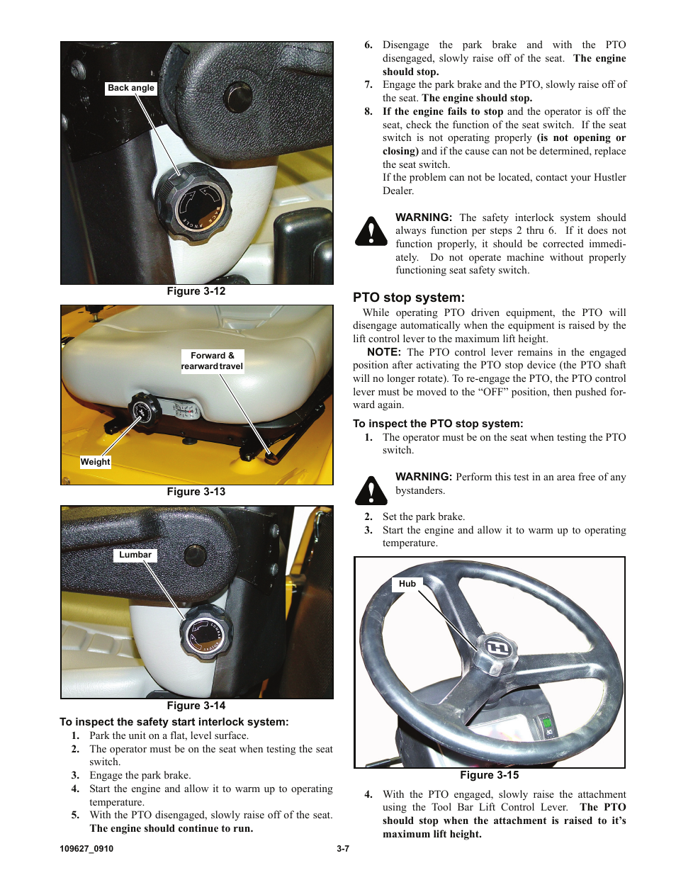 Pto stop system | Hustler Turf 3500 User Manual | Page 21 / 52