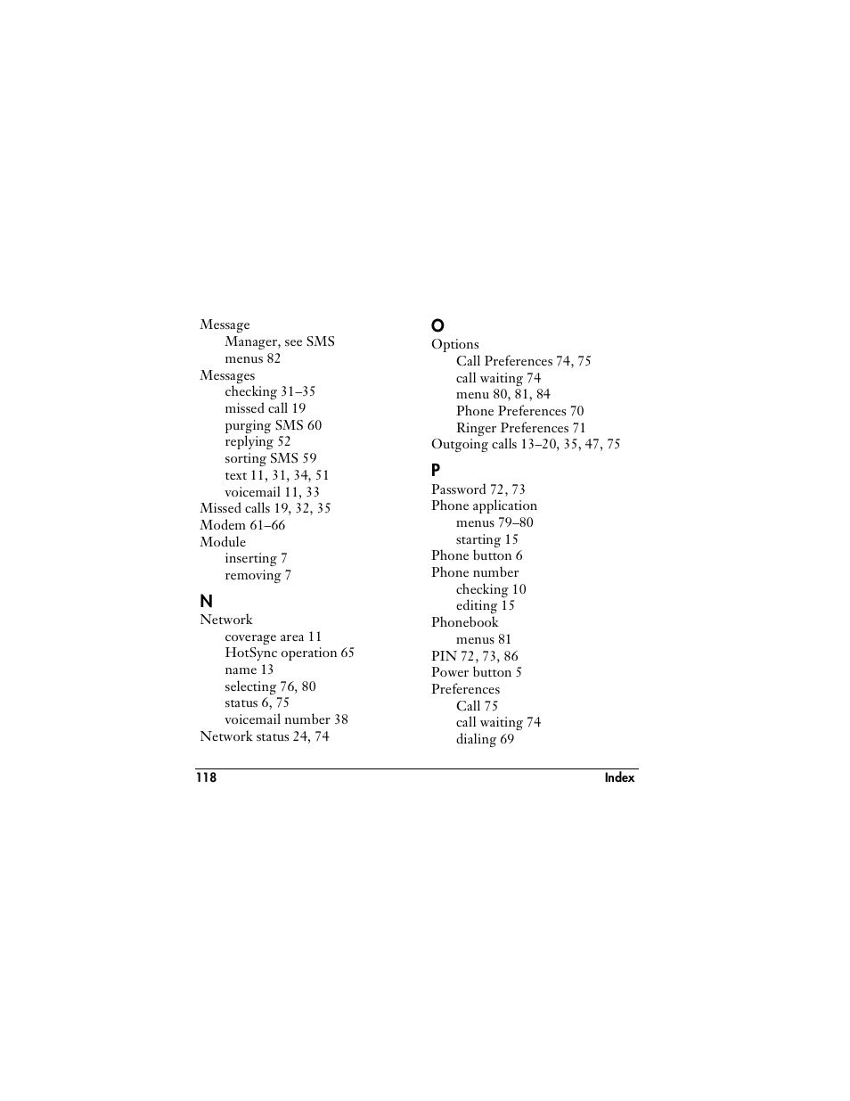 Handspring VisorPhone User Manual | Page 124 / 126