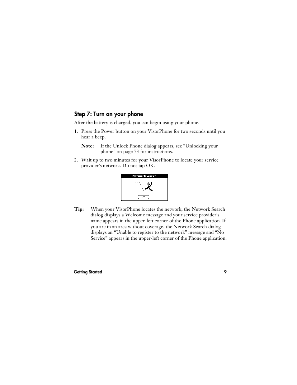 Step 7: turn on your phone | Handspring VisorPhone User Manual | Page 15 / 126