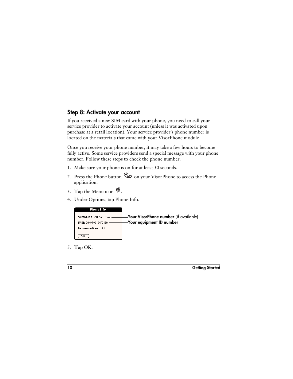 Step 8: activate your account | Handspring VisorPhone User Manual | Page 16 / 126