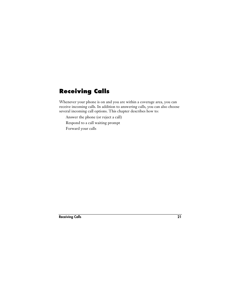 Receiving calls | Handspring VisorPhone User Manual | Page 27 / 126