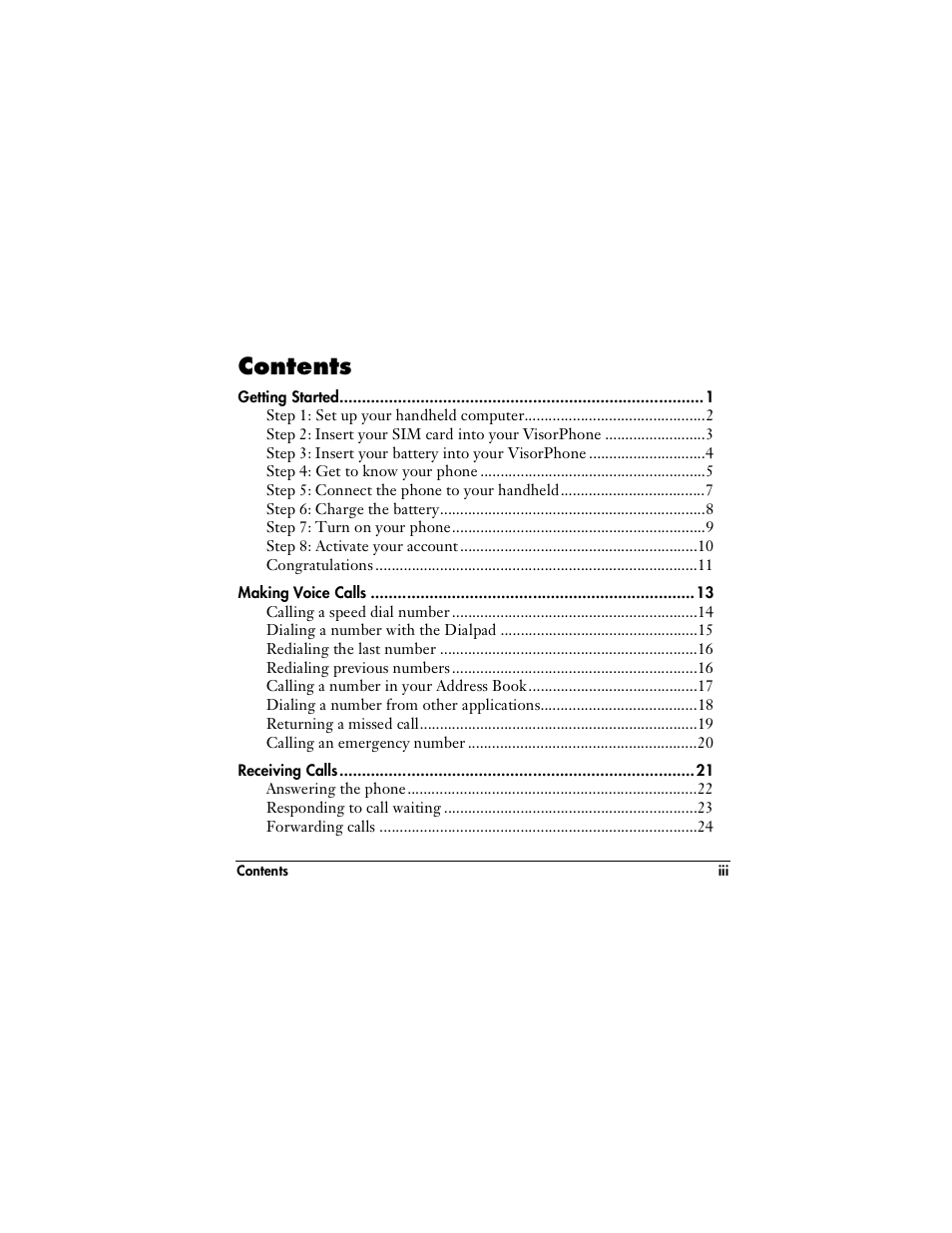 Handspring VisorPhone User Manual | Page 3 / 126