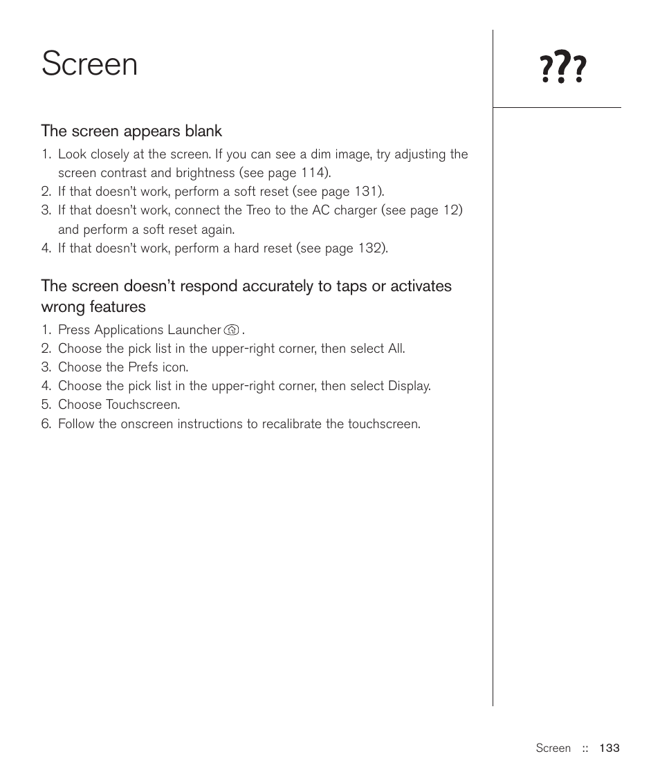 Screen | Handspring Treo 600 User Manual | Page 133 / 158