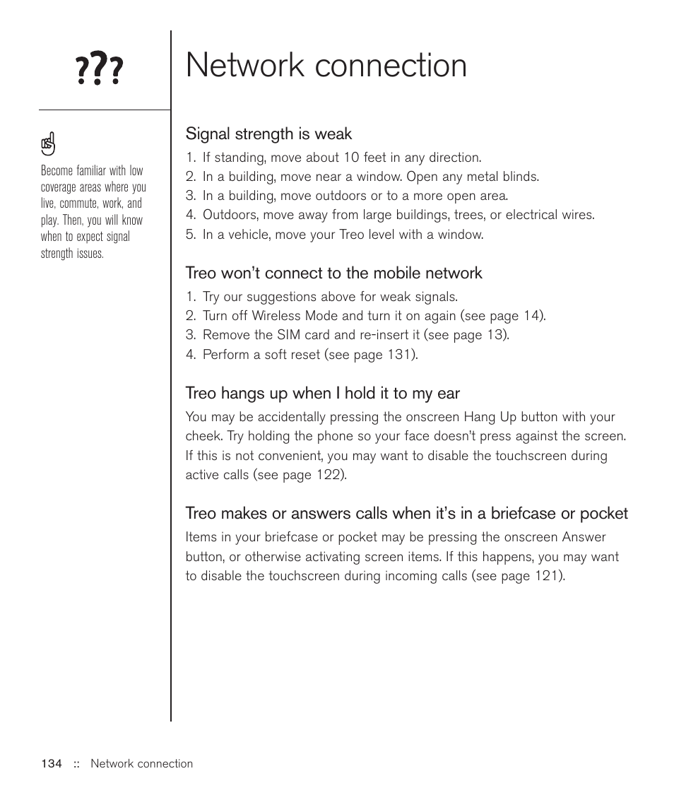 Network connection | Handspring Treo 600 User Manual | Page 134 / 158