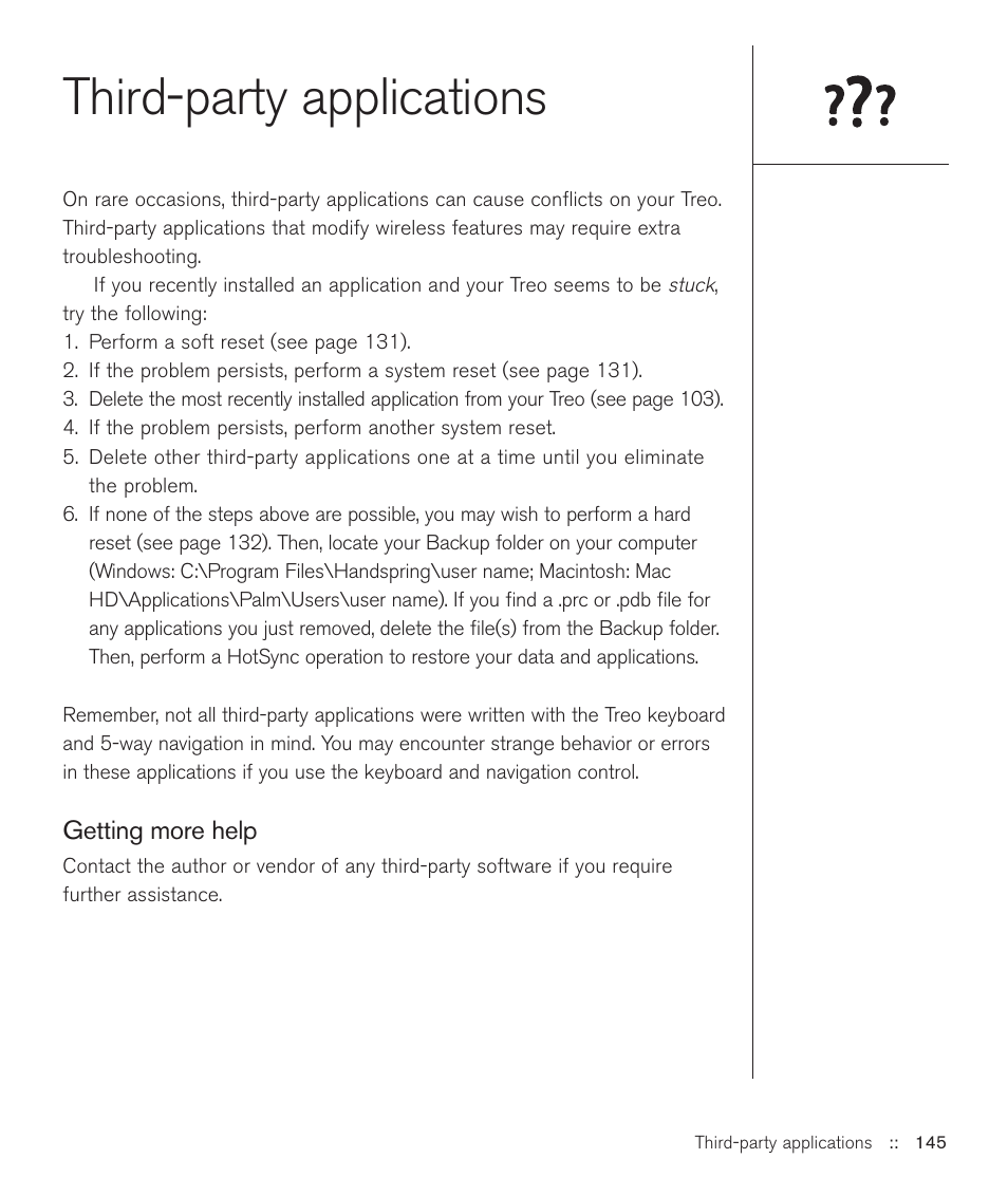 Third-party applications | Handspring Treo 600 User Manual | Page 145 / 158