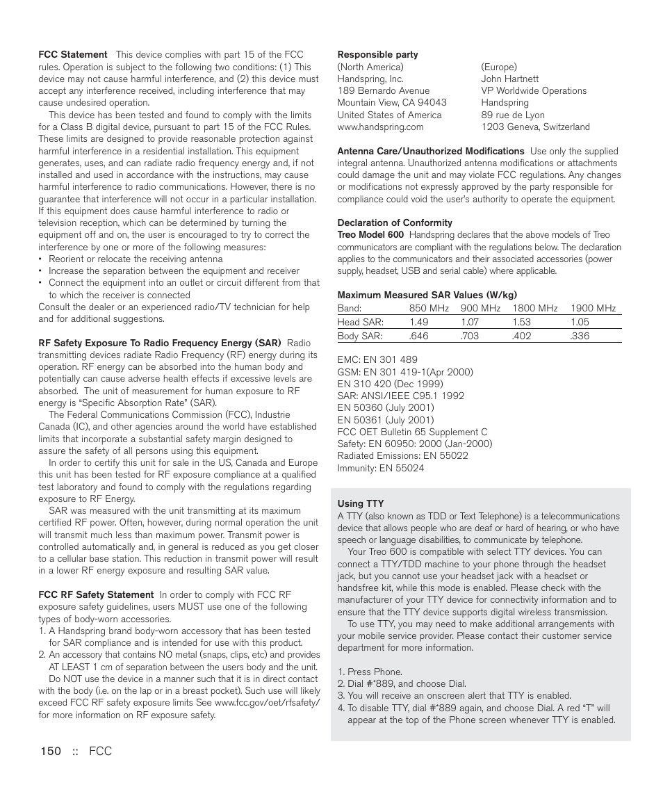 Handspring Treo 600 User Manual | Page 150 / 158