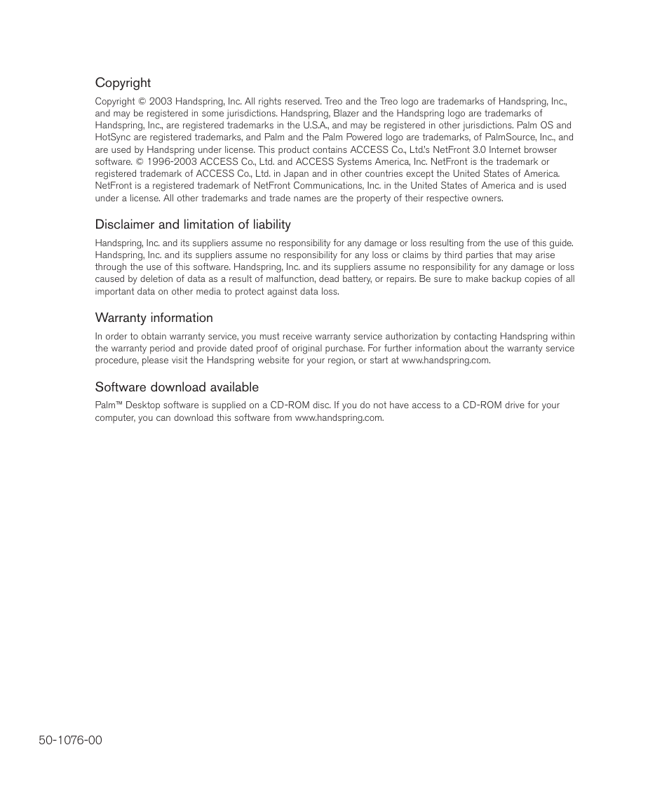 Handspring Treo 600 User Manual | Page 2 / 158