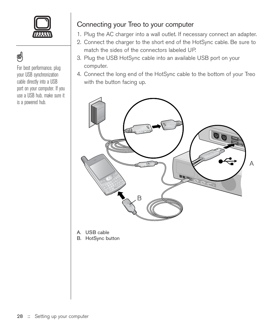 Connecting your treo to your computer | Handspring Treo 600 User Manual | Page 28 / 158