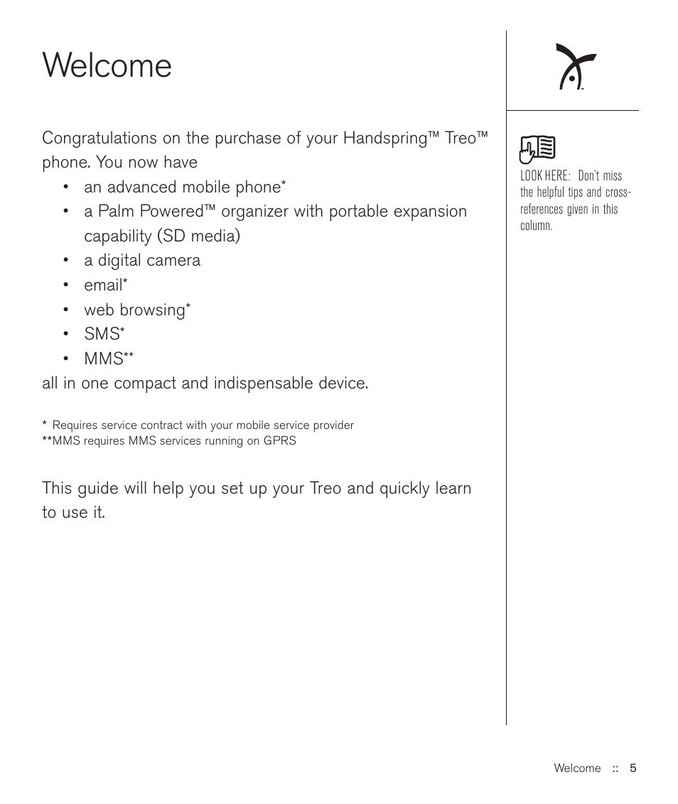 Welcome | Handspring Treo 600 User Manual | Page 5 / 158