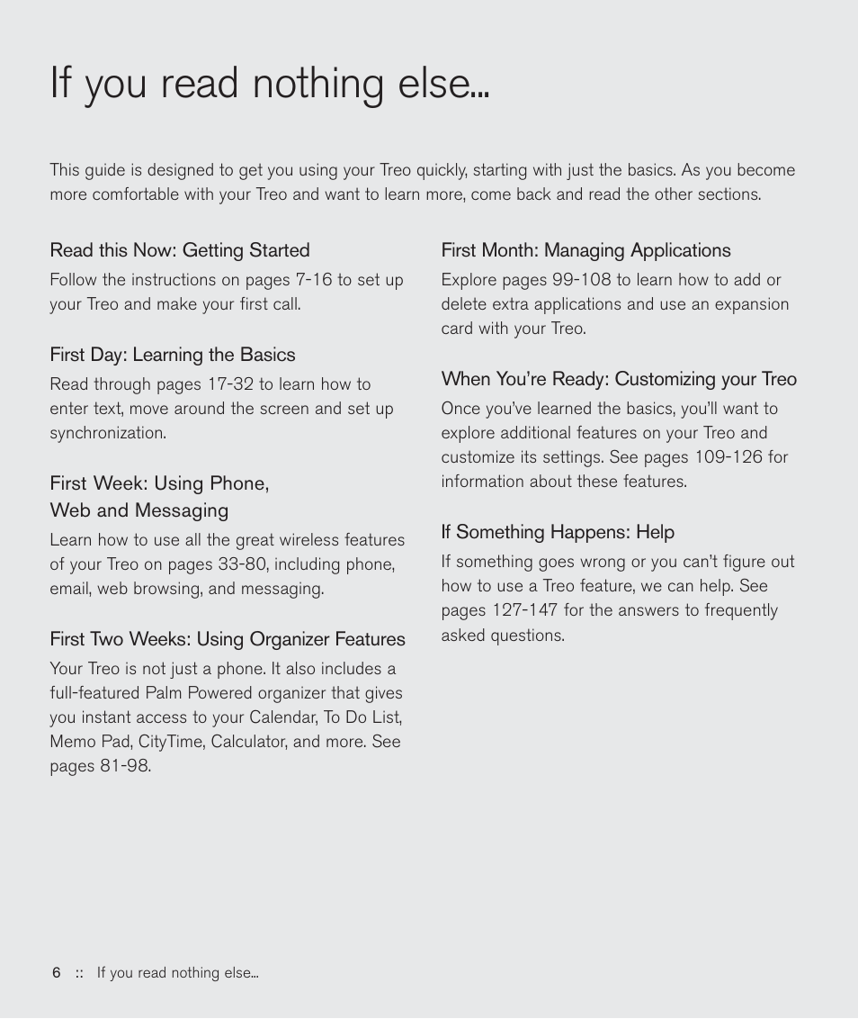 If you read nothing else | Handspring Treo 600 User Manual | Page 6 / 158