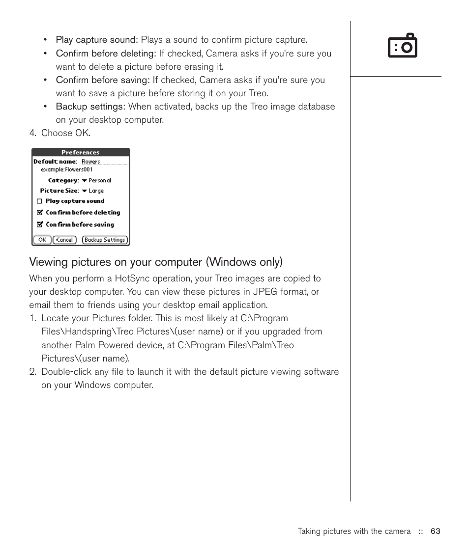 Viewing pictures on your computer (windows only) | Handspring Treo 600 User Manual | Page 63 / 158