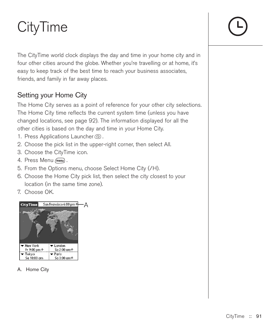 Citytime | Handspring Treo 600 User Manual | Page 91 / 158