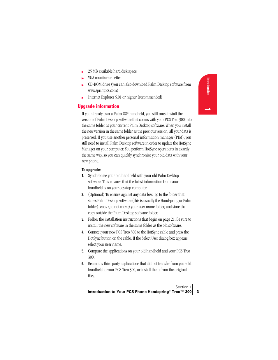 Upgrade information | Handspring Treo 300 User Manual | Page 11 / 286