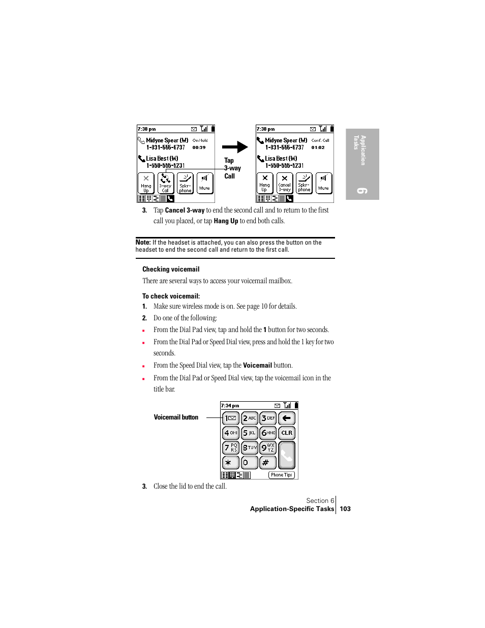 Checking voicemail | Handspring Treo 300 User Manual | Page 111 / 286