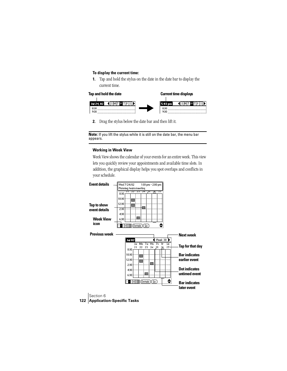Working in week view | Handspring Treo 300 User Manual | Page 130 / 286