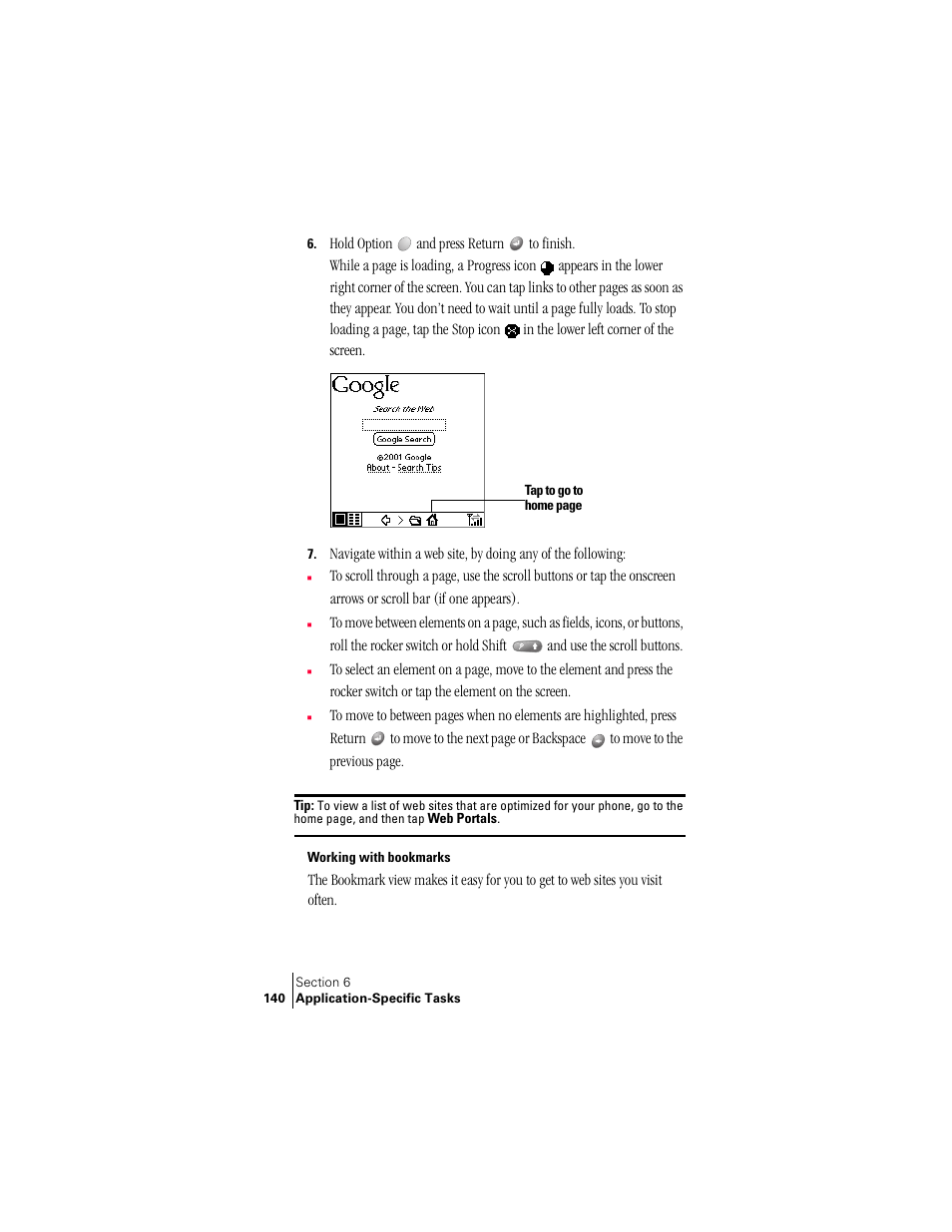 Working with bookmarks | Handspring Treo 300 User Manual | Page 148 / 286