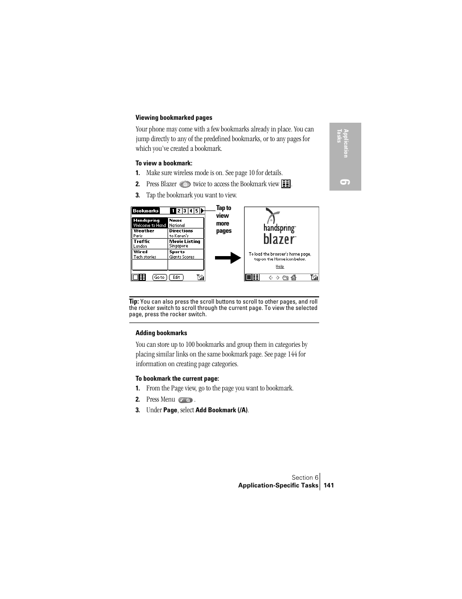 Adding bookmarks | Handspring Treo 300 User Manual | Page 149 / 286