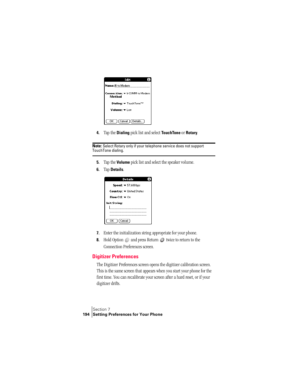 Digitizer preferences | Handspring Treo 300 User Manual | Page 202 / 286