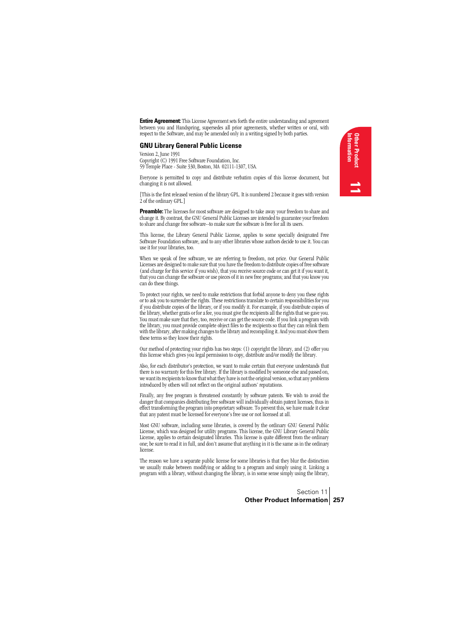 Gnu library general public license | Handspring Treo 300 User Manual | Page 265 / 286