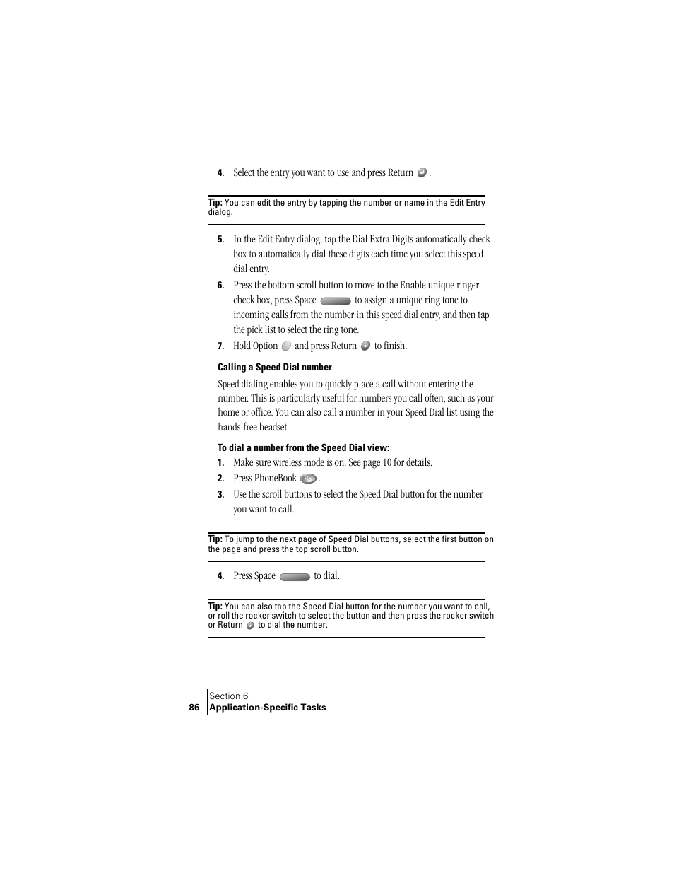Calling a speed dial number | Handspring Treo 300 User Manual | Page 94 / 286