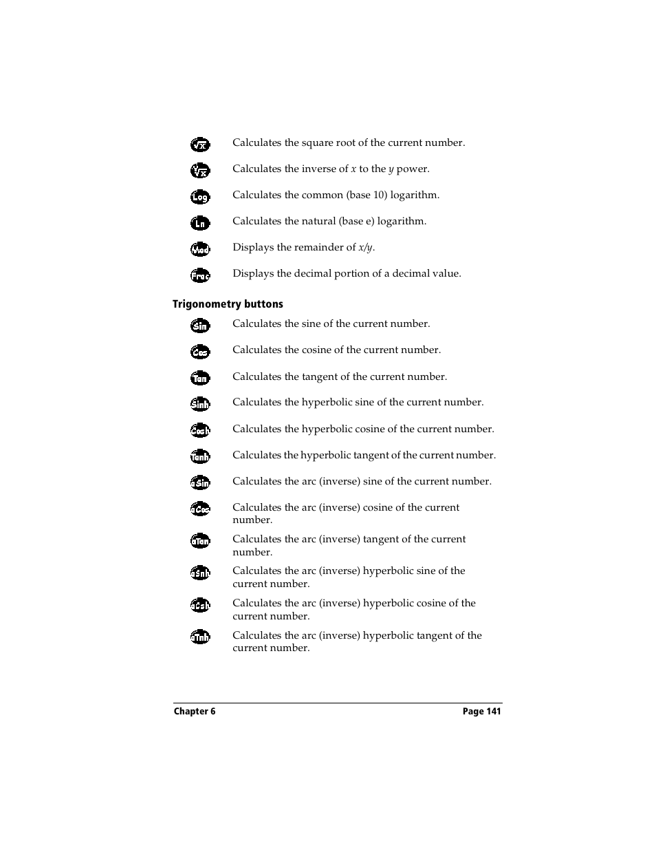 Trigonometry buttons | Handspring Visor User Manual | Page 141 / 287