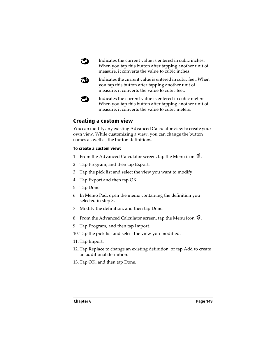 Creating a custom view, To create a custom view | Handspring Visor User Manual | Page 149 / 287