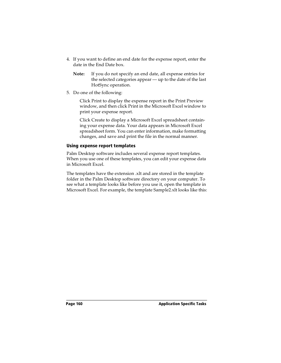 Using expense report templates | Handspring Visor User Manual | Page 160 / 287