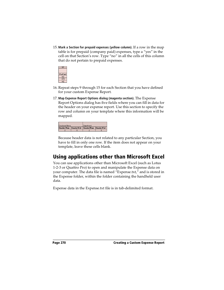 Using applications other than microsoft excel | Handspring Visor User Manual | Page 270 / 287