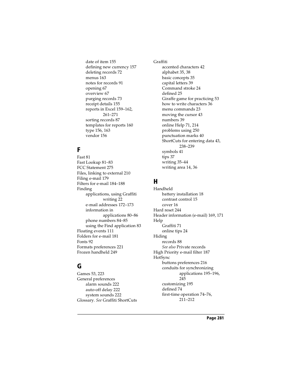 Handspring Visor User Manual | Page 281 / 287