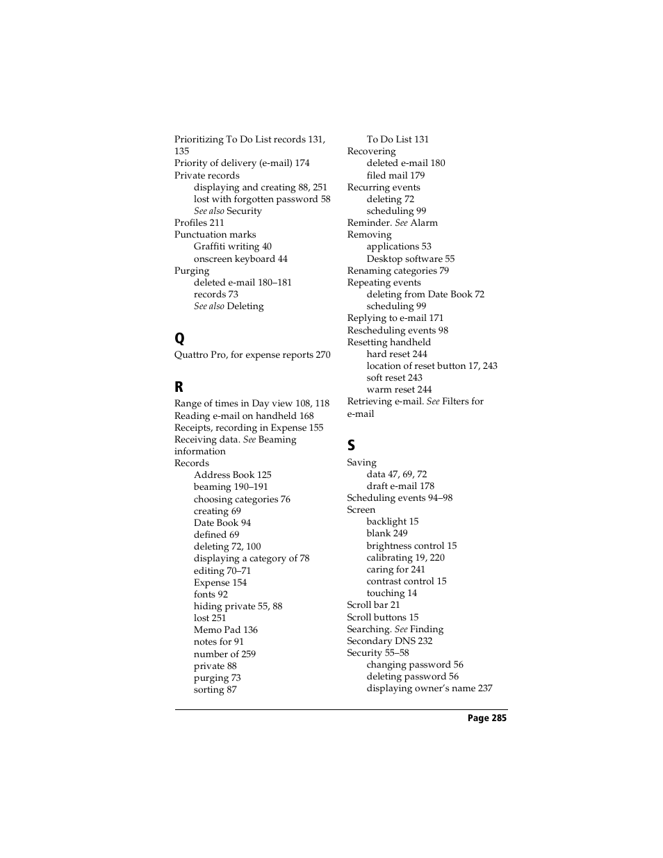 Handspring Visor User Manual | Page 285 / 287